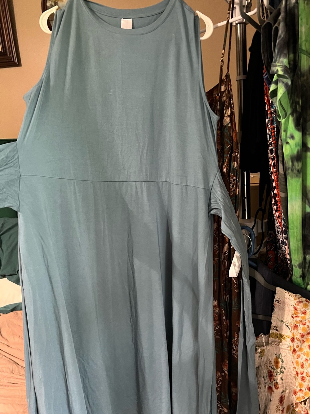 Sleeveless Asymmetrical Dress in Dusty Blue